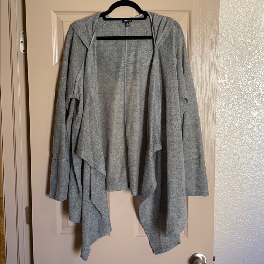Hooded open front cardigan